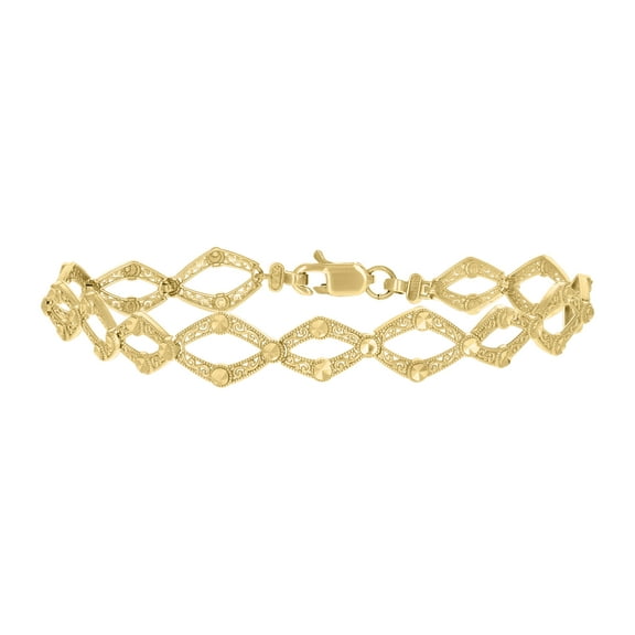10kt Real Yellow Gold Womens Link Fashion 8" Bracelet