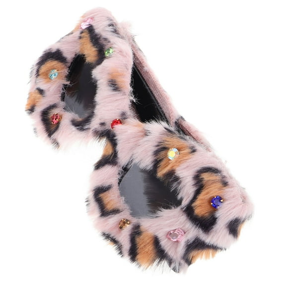 BESTYASH Leopard Plush Sunglasses with Rhinestone Accents for Stylish Party Wear
