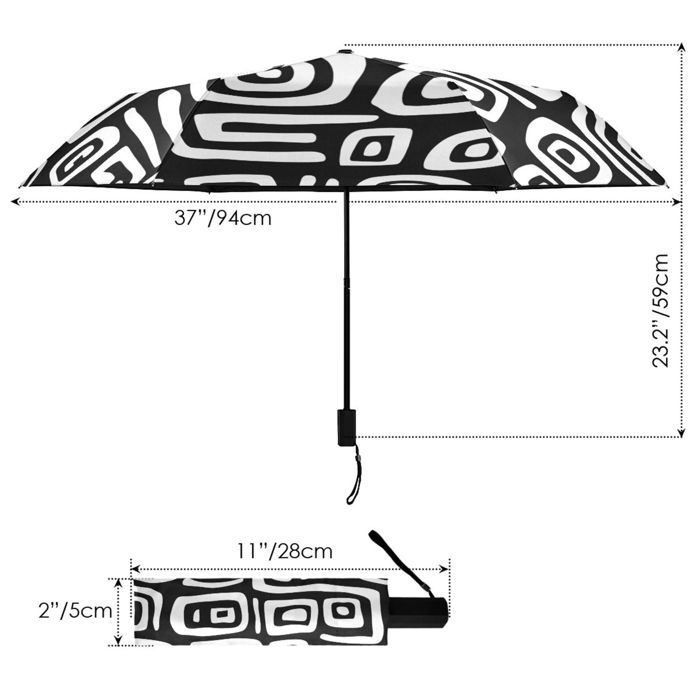 ALAZA Funny Stripes Pattern UPF 50+ Compact Folding Umbrella for Rain Travel Umbrella Packable