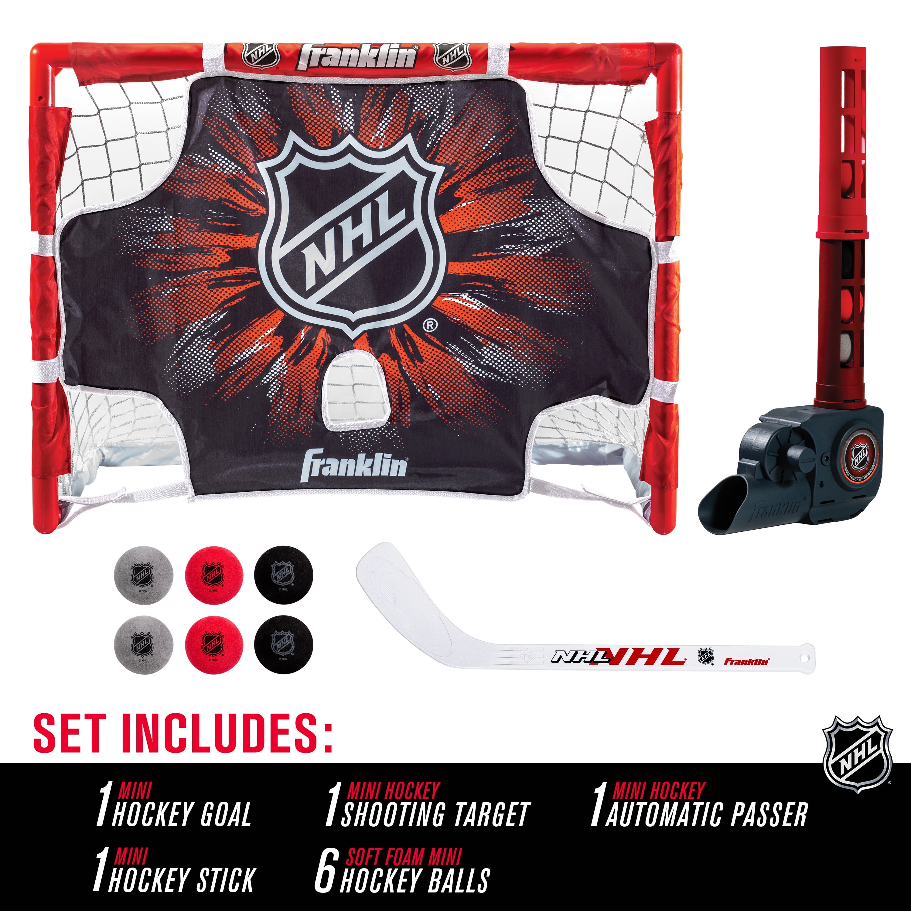Franklin Sports Mini Hockey Automatic Passer, Goal & Target Set