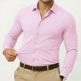 thumbnail image 4 of Stretch Dress Shirts for Men Long Sleeve Stretch Button Down Shirts Slim Fit Formal Business Shirts for Office and Events 2026 Pink XL, 4 of 6