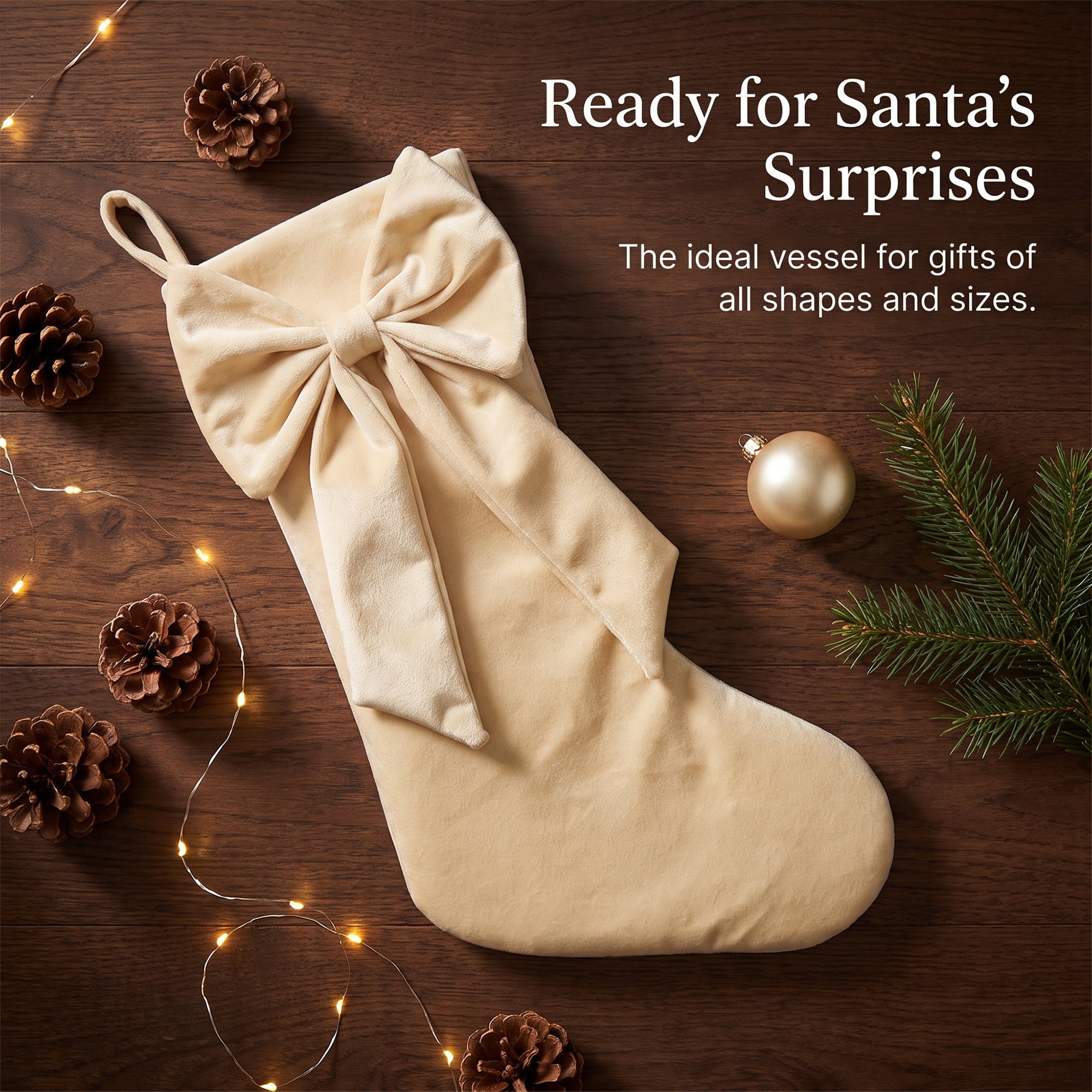 Unique Bargains Double-Layer Whimsical Extra-Large Hearthside Gift Stocking Champagne 18"