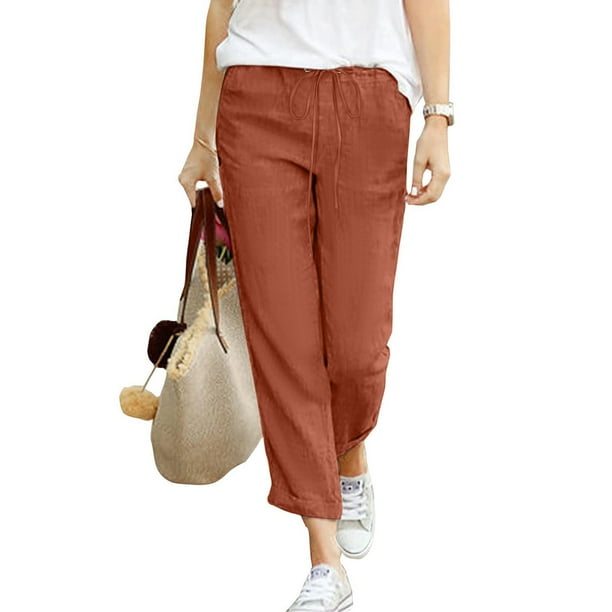 WILLBEST Pantalones Casuales de Verano para Mujer, Ligeros, Cómodos, Transpirables, para Playa, con Bolsillo para Uso Diario. Chica