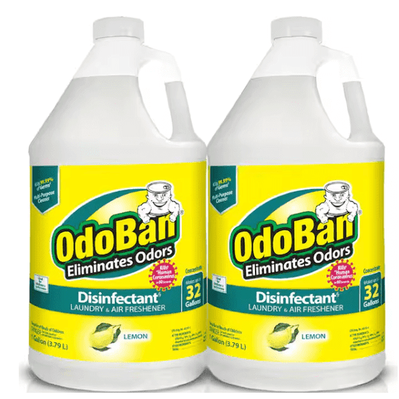 OdoBan 1 Gal. Lemon Disinfectant and Odor Eliminator, Fabric Freshener, Mold Control, Multi-Purpose Cleaner (2-Pack)