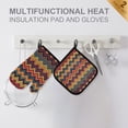 thumbnail image 4 of Yayeee Oven Mitts and Pot Holder Set of 2 Heat Resistant Kitchen Gloves Baking Hot Pad, Brown Geometric, 4 of 5