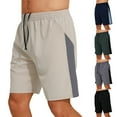 thumbnail image 1 of Men's Casual Shorts, Elastic Waist Drawstring Pants, Solid Color Splicing Design, Multi-Pocket Trousers, Lightweight Breathable for Gym Workout, Running & Daily Wear, Summer Essentials, 1 of 7