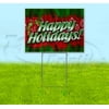 Happy Holidays V1 (18" X 24") Yard Sign, Includes Metal Step Stake