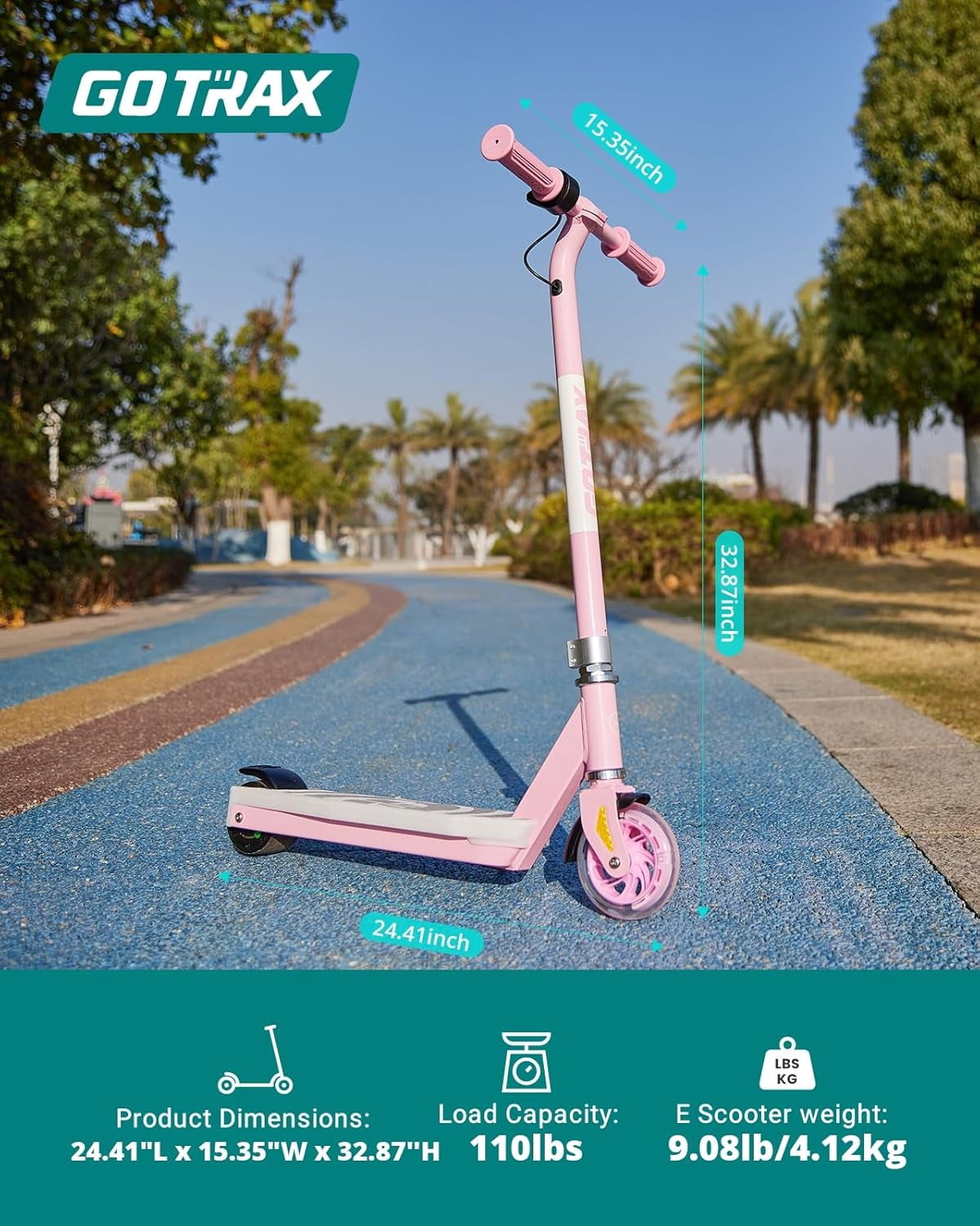 GOTRAX Scout Pro Kids Electric Scooter for Ages 4-7, 5" Flash Front Wheel , Kick Scooter Unisex Black