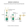thumbnail image 6 of Rosec Jewels Lab Grown Emerald Pendant and Earrings Set - AAAA Grade - Emerald Diamond Bridal Jewelry Set - with Jewelry Box, 14K Yellow Gold, 6 of 7