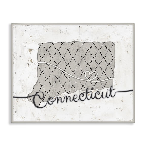 Stupell Industries Contemporary Connecticut Patterned Grey US State Design Canvas Art, 40 x 30, by Ziwei Li