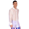 thumbnail image 4 of IEFiEL - Camisa de manga larga de malla transparente sexy para hombre, top para discoteca, camisa para hombre, ropa de fiesta de noche, 4 of 5