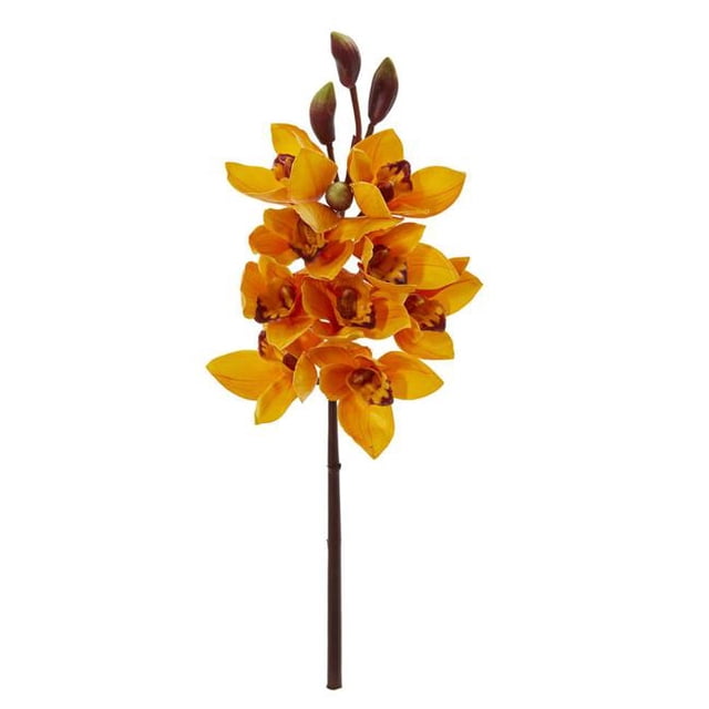 Nearly Natural 2327-S4-OR 20 in. Cymbidium Orchid Artificial Flower, Orange - Set of 4