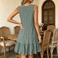 thumbnail image 2 of ASEIDFNSA Women Sleeveless Tank Dress Crew Neck Ruffle Hem Casual Mini Sundress, 2 of 5