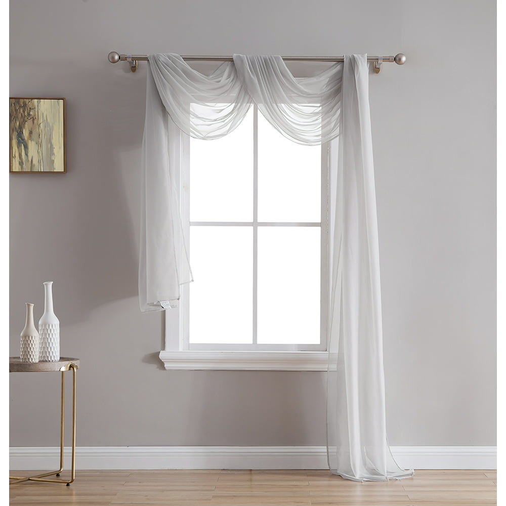 HLC.ME Sheer Voile Window Curtain Scarf - Valance - Fully Stitched ...
