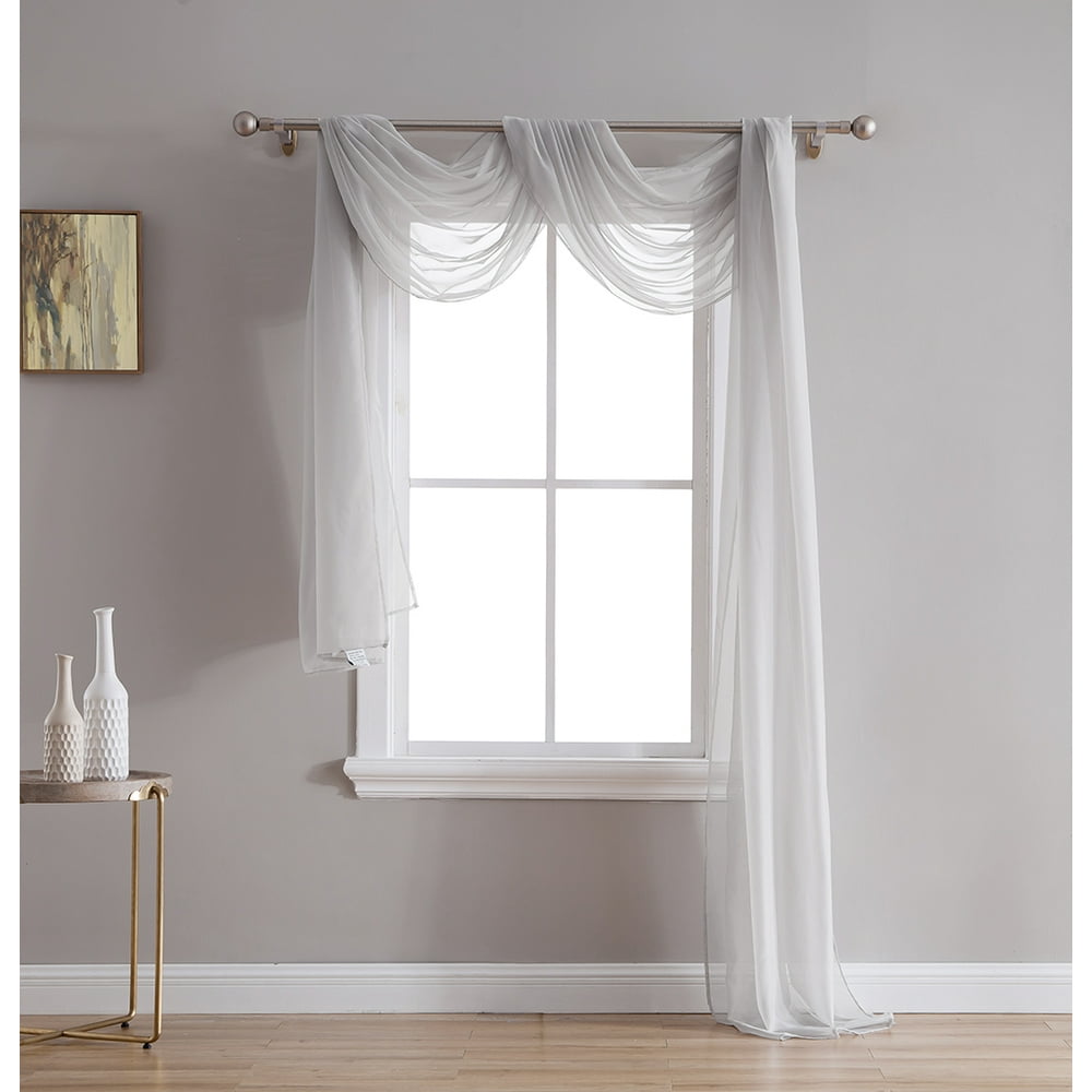 HLC.ME Sheer Voile Window Curtain Scarf Valance Fully Stitched