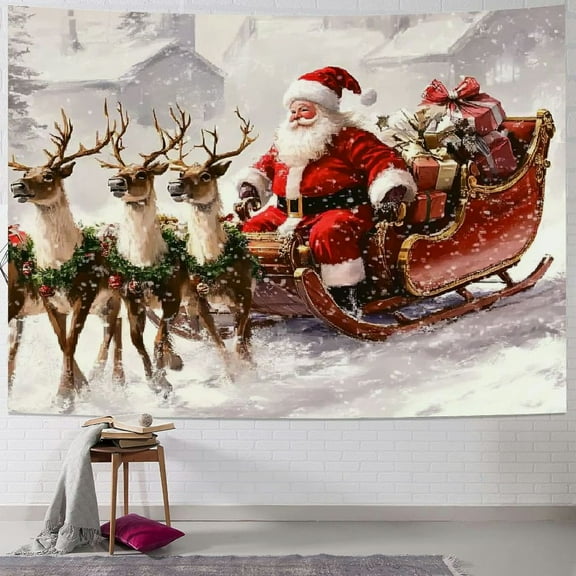 Pratyus Santa Claus Tapestry Wall Hanging for Bedroom Dorm Decoration, Festive Christmas Wall Art Tapestry Short Plush Fabric Multiple Sizes, Easy to Hang & Care 40x30inch