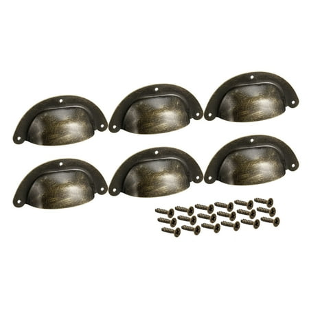 Vintage Cup Pulls - Unique Bargains 88mm Hole Centers Vintage Style Cup Shell Drawer Pull Handle Bronze Tone 6pcs