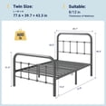 thumbnail image 3 of Allewie Twin Size Metal Platform Bed Frame with Victorian Style Wrought Iron-Art Headboard/Footboard, Silver Gray, 3 of 6