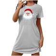 thumbnail image 2 of Sakmal Christmas Moomoo Nightgowns Women Plus Size Cloud-Like Breathable Gray Sleep Dress Santa Claus Print Crew Neck Short Sleeve Short Nightgowns S-2XL, 2 of 5