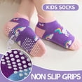 thumbnail image 5 of 9 Pairs Baby Girls Grips Ankle Socks Kids Toddlers Infants Anti Slip Non Skid Funny Cartoon Crew Breathable Cotton Socks, 5 of 5
