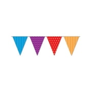 Beistle Dots and Stripes Pennant Banner, 11" x 12', Multicolor