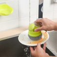 thumbnail image 4 of Kitchen Wash Pot Dish Brush Washing Utensils with Automatic Soap Liquid Dispenser Household Cleaning Accessories B, 4 of 5
