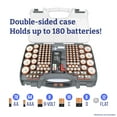 thumbnail image 2 of THE BATTERY ORGANISER Storage Case with Tester, Stores & Protects Up to 180 Batteries, Hinge Clear Cover with Locking Lid, Garage Gadget Organization Holds AA AAA C D and More, Gray, 2 of 6