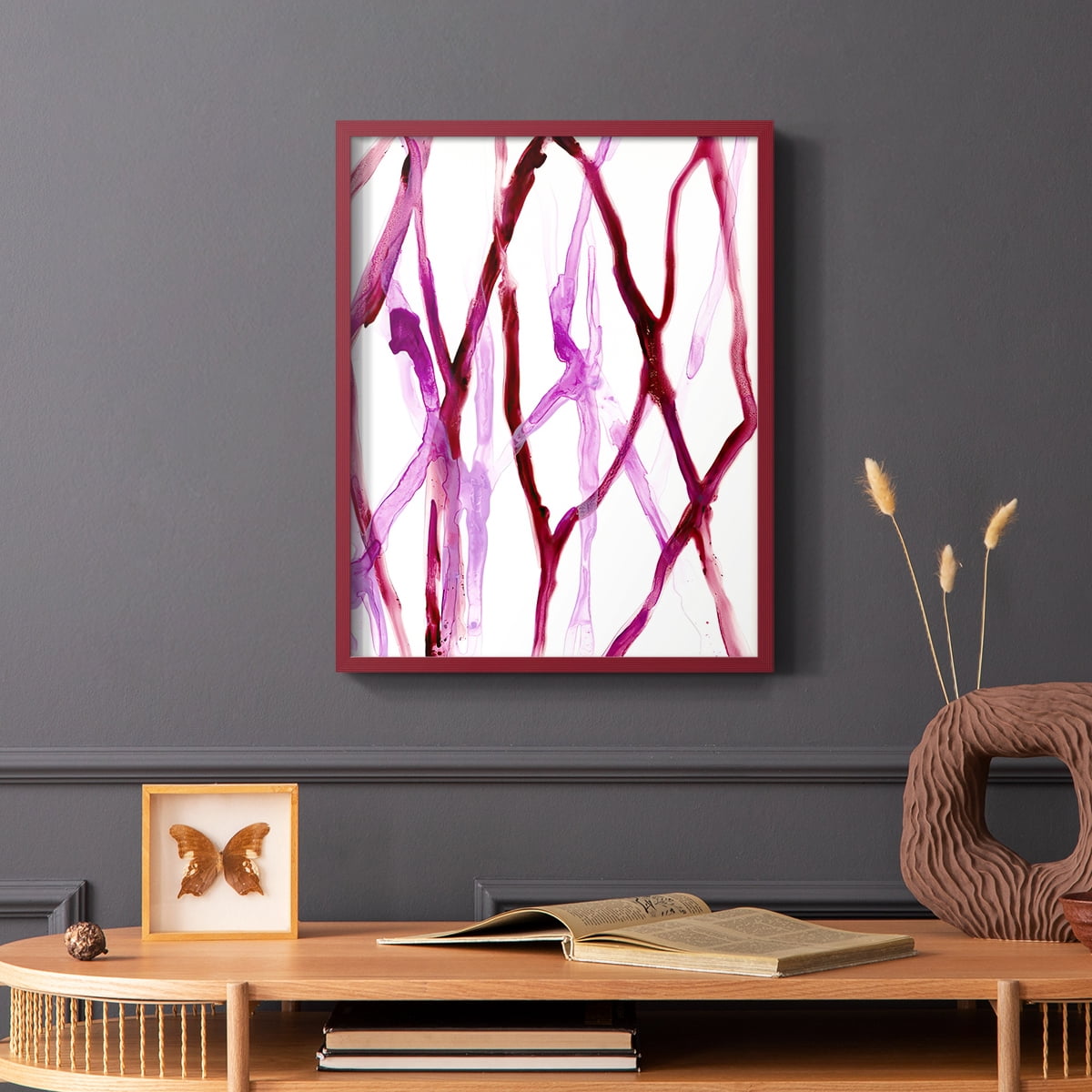Runnel XVI Framed Print in Red Solid Wood Framed Print No Nail Hanging