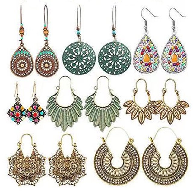 16 Pcs Bohemios Pendientes Vintage Pendientes Largos Cortos