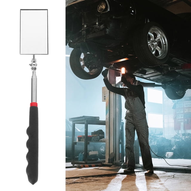 unbranded Espejo Extensible De Inspección Mecánica En Plástico Negro Con Rotación 360 Y Mira Clara