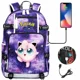 thumbnail image 4 of Nuevo Jigglypuff Psyduck, mochilas escolares USB para adolescentes, mochila de viaje para ordenador portátil para hombres y mujeres, mochilas escolares para niñas y niños, mochilas para libros, 4 of 5