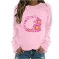 thumbnail image 3 of Aboser Women's Breast Cancer Awareness Shirts Fashion Flower Graphic Pullover Sweatshirt Casual Funny Pink Ribbon Blouses Fall Clothes Y2k Sweatshirts Long Sleeve Breast Cancer Shirt Blouse, 3 of 4
