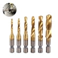 thumbnail image 2 of Juego De Brocas Para Grifo De 6 Uds Hss M3/4/5/6/8/10 Con Revestimiento De Titanio Con Vástago Hexagonal Broca Para Tornillo En Espiral Métrica Para Trabajos De Reparación Mantenimiento De Mecanismos Methold TO002743-00, 2 of 6