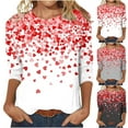 thumbnail image 5 of YanHoo Women 3/4 Sleeve Tops Clearance Valentine's Day Shirts Plus Size Women 3/4 Sleeve 2024 Heart Graphic 3/4 Sweatshirt Womens Crewneck 3/4 Sleeve Tops Cute Valentine's Day Sweatshirts, 5 of 5