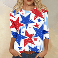 thumbnail image 3 of KDDYLITQ Womens 250th Anniversary Usa Tshirt July 4th Usa Flag Crew Neck Tees Freedom 250 Years Birthday Independence Blouses National Flag Print Graphic 3/4 Sleeve Tops Royal Blue L, 3 of 6
