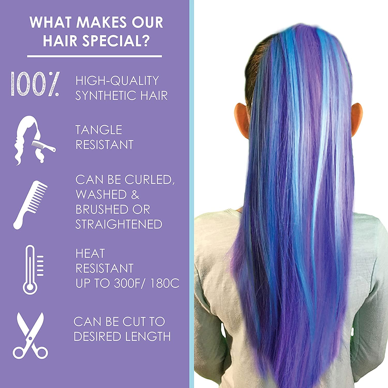 My Hair Popz Colorful Clip-in Hair Extensions for Kids - Rainbow Unicorn Hair Accessories for Girls