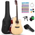 thumbnail image 1 of Moukey Guitarra acústica de 41 pulgadas para principiantes, adultos, adolescentes, tamaño completo, guitarra acústica con póster de acordes, bolsa de concierto, afinador, cuerdas de acero, capo, corre, 1 of 5