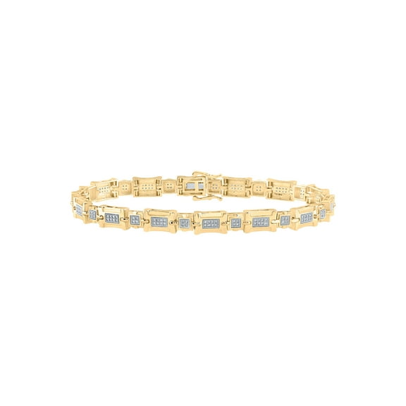 Macey Worldwide Jewelry 10k Yellow Gold Mens Diamond Link Bracelet 1/2 Ctw