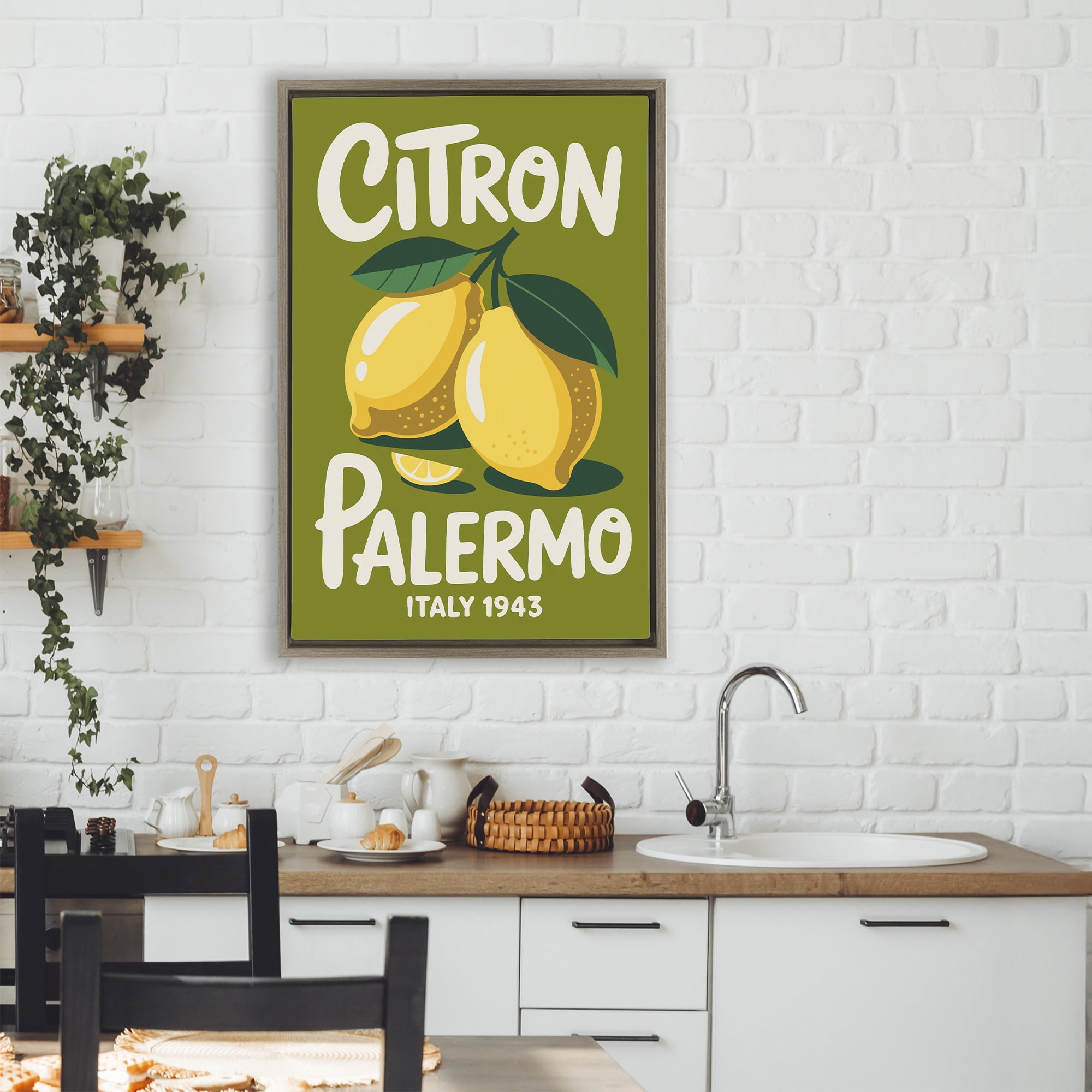 Stupell Industries Citron Palermo Lemons Brown Framed Floater Canvas Wall Art, design by Andreas Magnusson