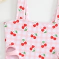 thumbnail image 5 of Cowsor 4-7 Years Girls Pink Cherry Print Floral Cutout One Piece Swimsuit Cute Design Swimwear for Toddlers Summer Beach Pool, 5 of 7