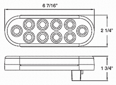 6" AMBER Oval FLANGE SURFACE MOUNT LED Turn Tail Light Trailer Truck Waterproof 35102C-A