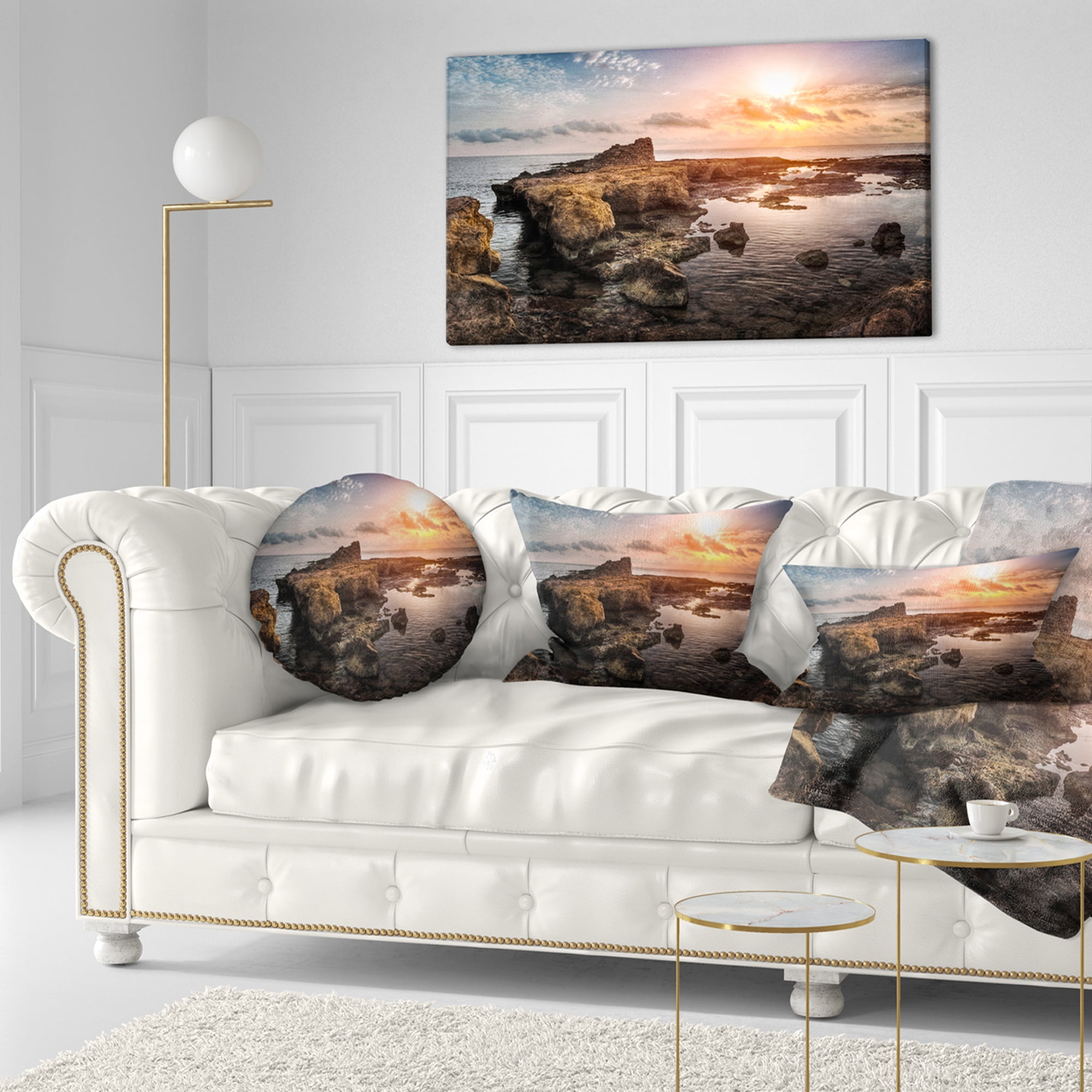 Designart 12" x 20" Brown Polyester Throw Pillow