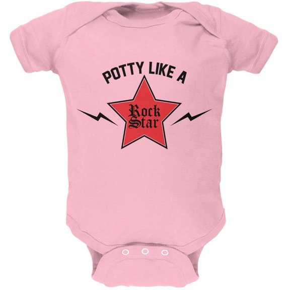 Potty Like A Rock Star Light Pink Soft Baby One Piece - 0-3 months