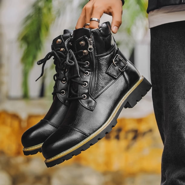 black mens dress boots Santimon Men Formal Shoes Genuine Leather Chukka Fashion Ankle Boots 6.5 US, Men's black you can even wear them with suit pants Hand-Painted Exotic Black Leather Dress