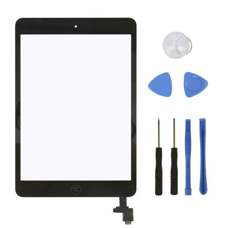 HDE Touch Screen Digitizer for iPad Mini 1 and 2 - Front Glass Replacement with Home Button & Tool Repair Kit (Models: A1432, A1454, A1455, A1489, A1490, A1491) -