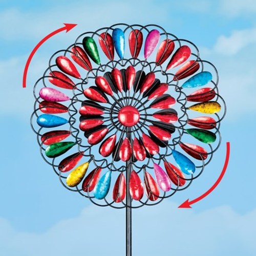 Colorful Doublesided Wind Spinner Garden Stake