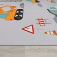 thumbnail image 3 of Kids Rug Non-Slip Play Mat with Construction Vehicles in Grey, 3 of 5