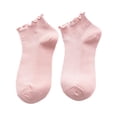 thumbnail image 3 of SOFTCCLO Womens Socks Ruffle Edge Spring Summer Thin Solid Cotton Short Socks Soft Lightweight Ankle Socks for Women Pink One Size, 3 of 4