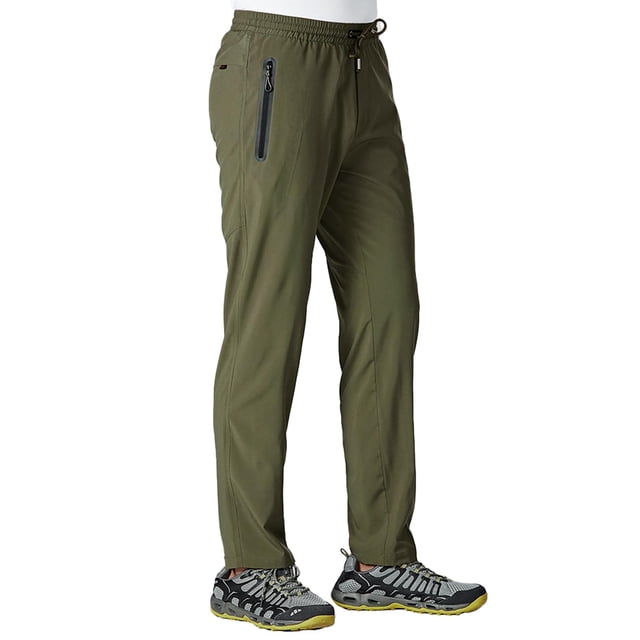 Pantalones TBMPOY para hombre, viajes, senderismo, ligeros, cortavientos, color verde M