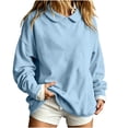 thumbnail image 5 of Lcziwo Women Long Sleeve Solid Sweatshirt Peter Pan Collar Comfy Pullover Oversized Casual Fall Winter Outfits Blue,XL, 5 of 8